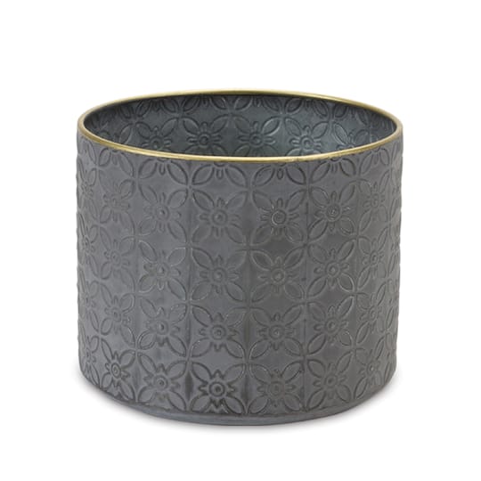 Ornate Geometric Metal Planters Set
